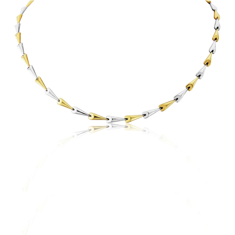 9ct Yellow & White Gold Polished Contemporary Hayseed Necklace