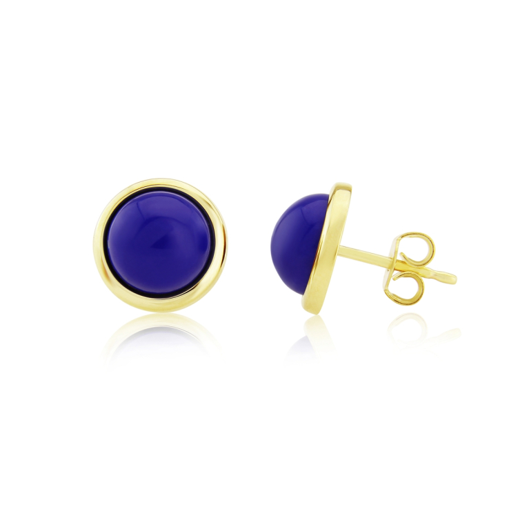 9ct Yellow Gold Lapis Lazuli Set Stud Earrings
