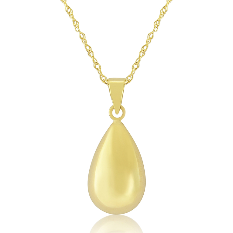 9ct Yellow Gold Polished Teardop Pendant Necklace