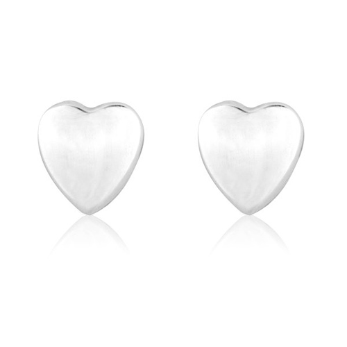 9ct White Gold Heart Stud Earrings
