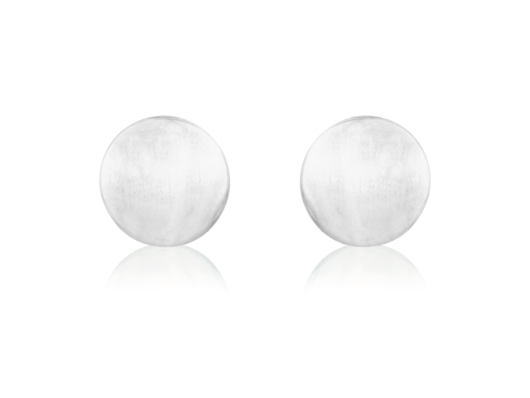 9ct White Gold Flat Round Stud Earrings