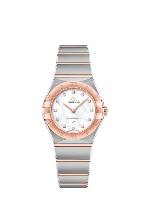Omega Constellation Mother of Pearl Diamond Set Dial Two Tone Womens Quartz Watch 25mm 13120256055001