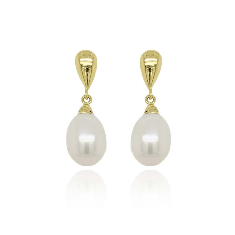 9ct Gold Pear-shaped Pearl Set Drop Earrings