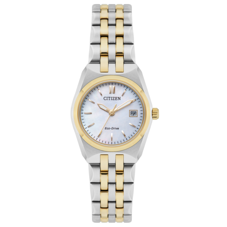 Citizen Eco-Drive WR100 Mother of Pearl Dial Two Tone Womens Watch EW2296-58D