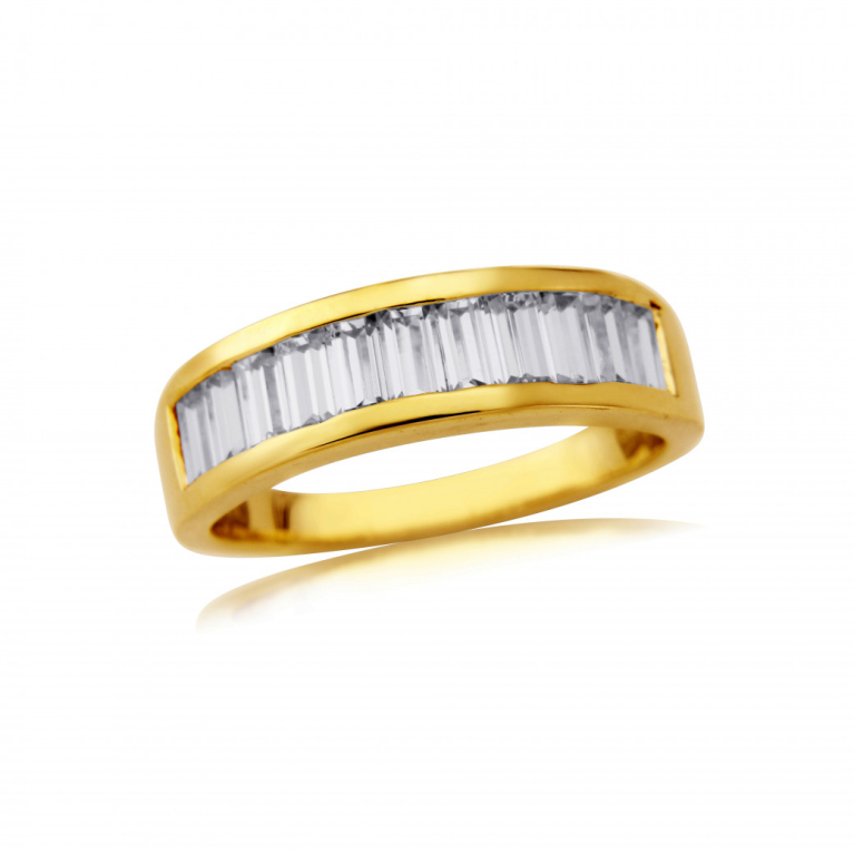 9ct Gold Cubic Zirconia Channel Set Half Eternity Dress Ring