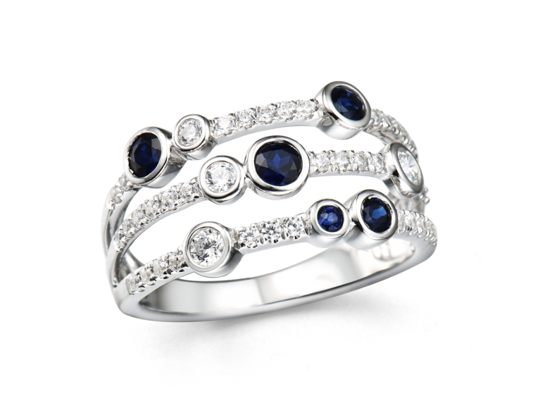 18ct White Gold Sapphire & Diamond Set Bubble Dress Ring
