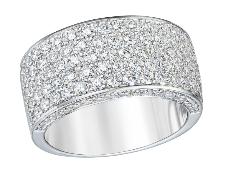 18ct White Gold Five Row Diamond Set Dress Ring