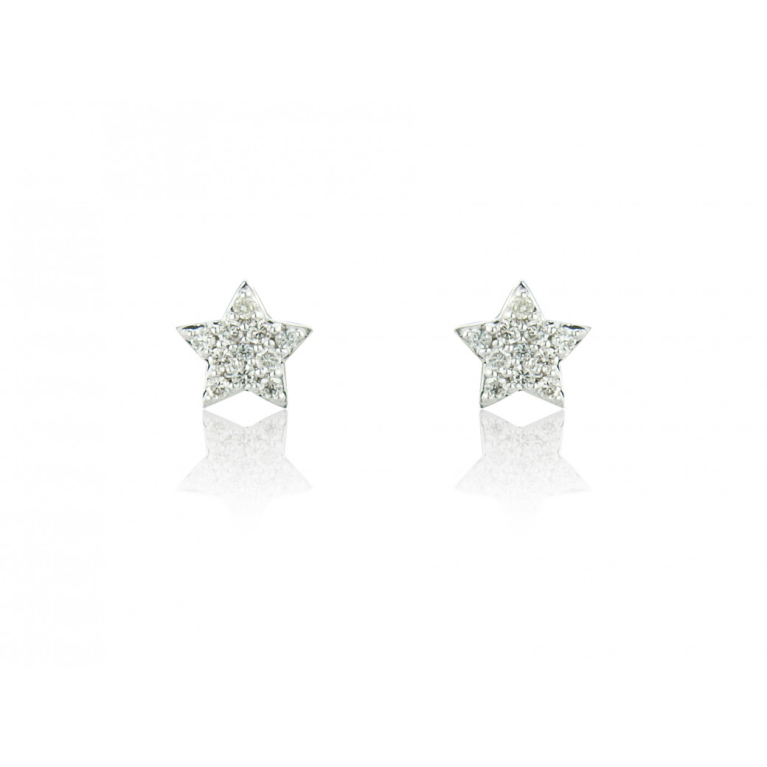 9ct Gold Pavé Set Diamond Star Stud Earrings