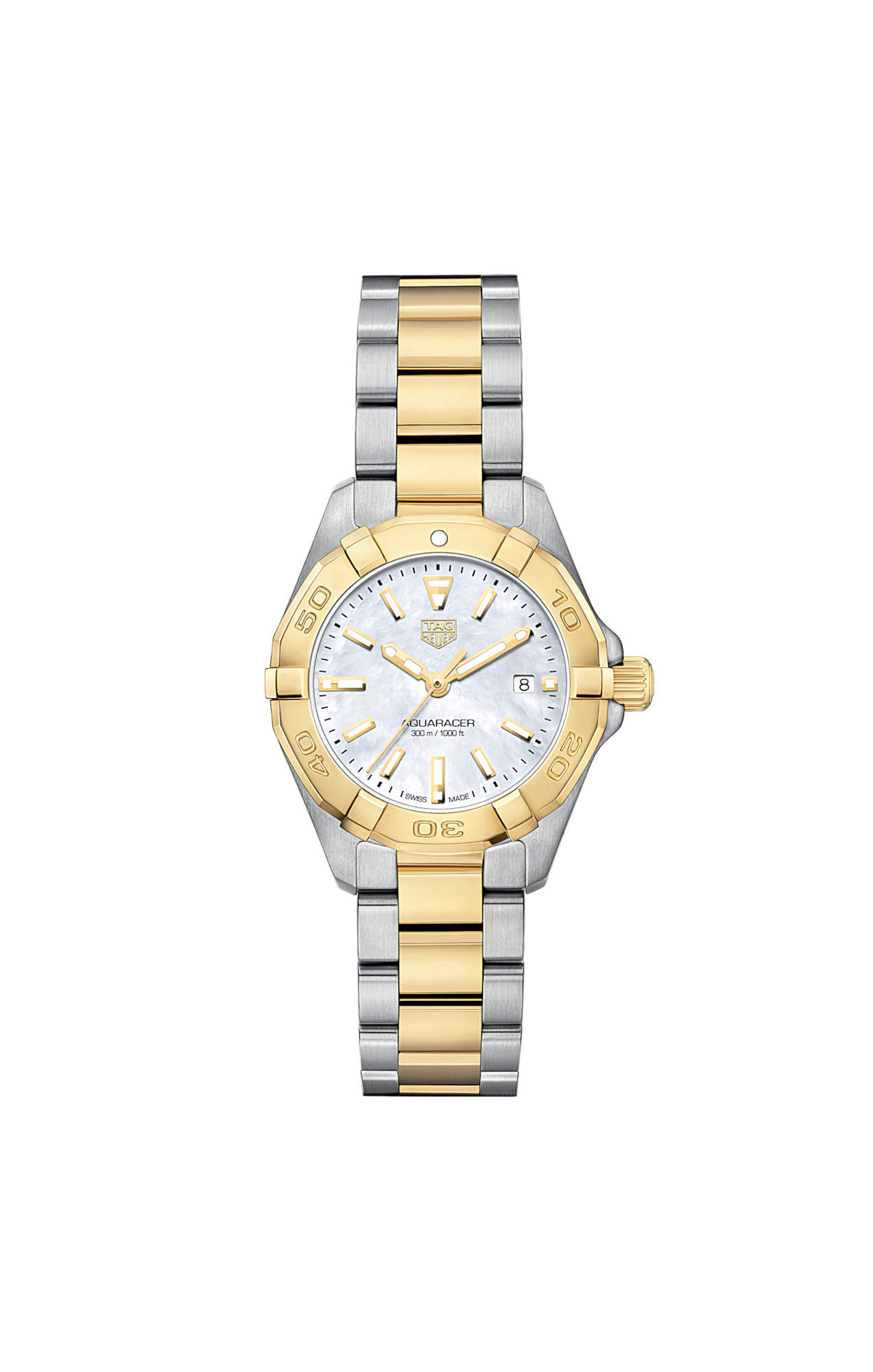 TAG Heuer Aquaracer Mother of Pearl Dial Two Tone Womens Quartz 27mm Watch WBD1420.BB0321