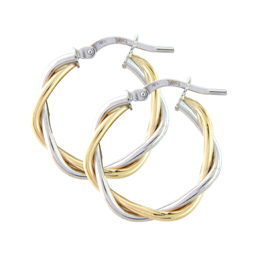 9ct Yellow & White Gold Twist Hoop Earrings