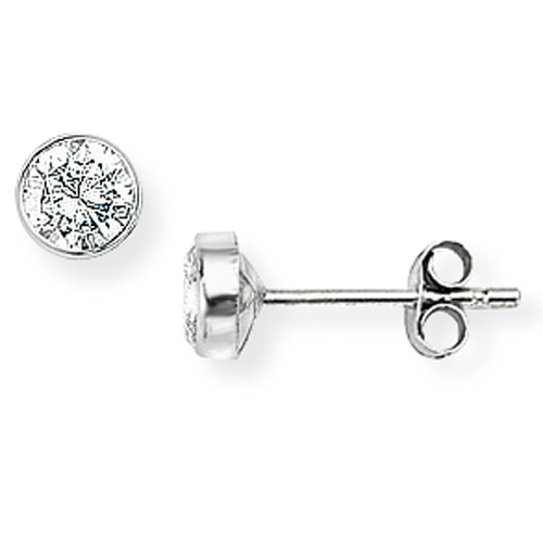 9ct White Gold Rubover Set 4mm Cubic Zirconia Stud Earrings
