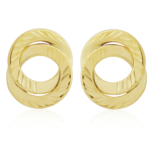 9ct Yellow Gold Interlinked Circle Stud Earrings