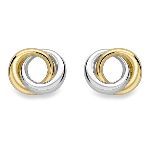 9ct Yellow & White Gold Interlinked Circles Stud Earrings