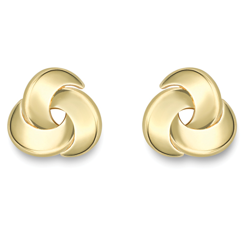 9ct Gold Polished Triple Knot Stud Earrings
