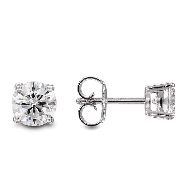 18ct White Gold 4 Claw Set 1.40ct Diamond Stud Earrings