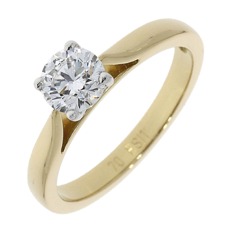 18ct Gold Solitaire 4 Claw Set 0.70ct Single Stone Diamond Ring