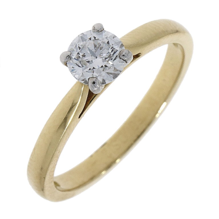 18ct Gold Solitaire 4 Claw Set 0.50ct Single Stone Diamond Ring