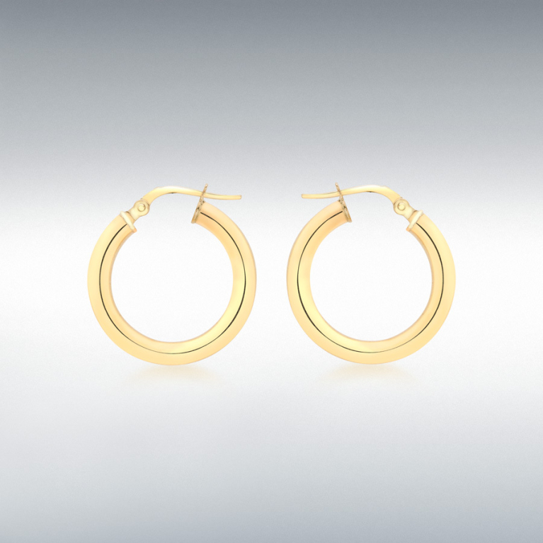 9ct Gold Plain Polished 20mm Hoop Earrings