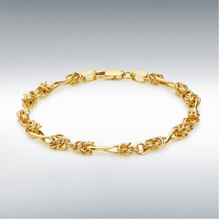 9ct Gold Twist Byzantine Link Bracelet