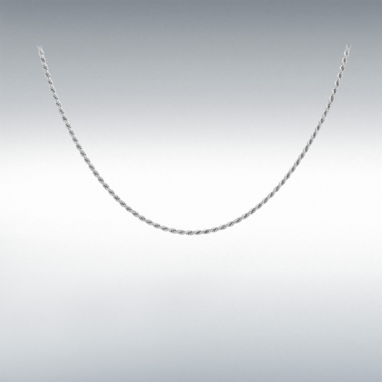 9ct White Gold Rope Chain Link 18" Necklace