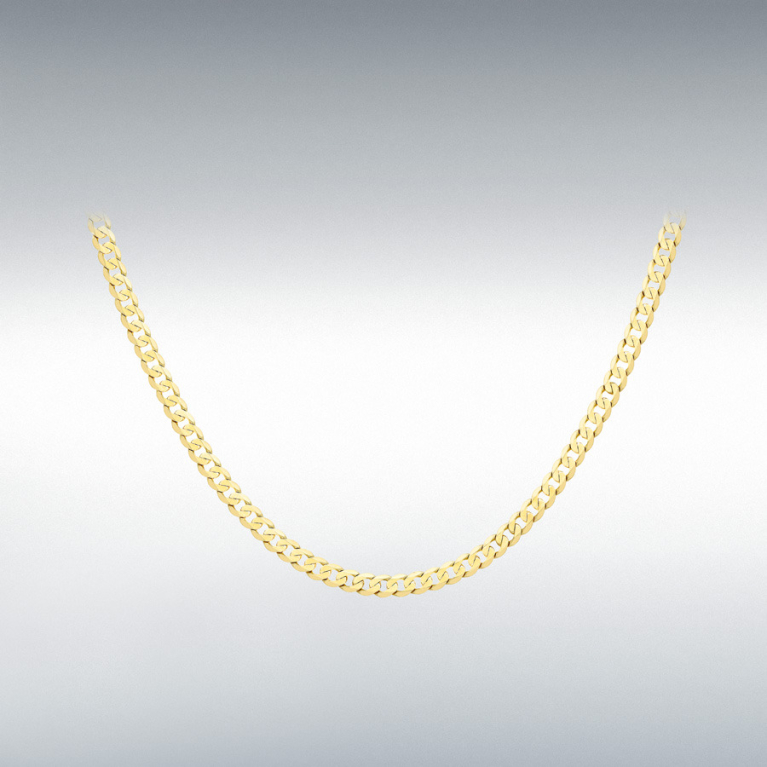 9ct Yellow Gold Diamond Cut Curb Chain Link 24" Necklace