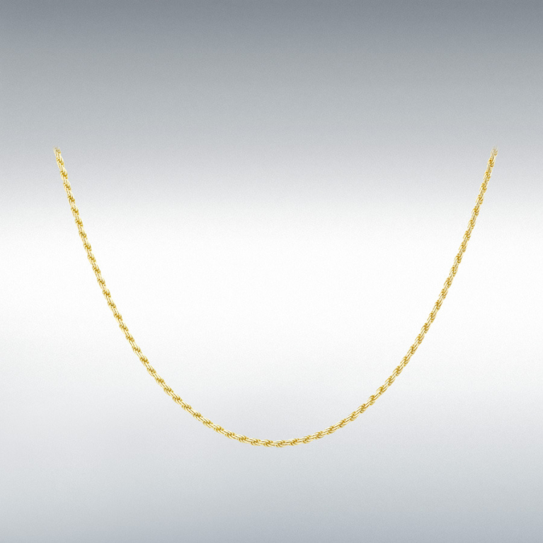 9ct Yellow Gold Diamond Cut Rope Chain Link 18" Necklace
