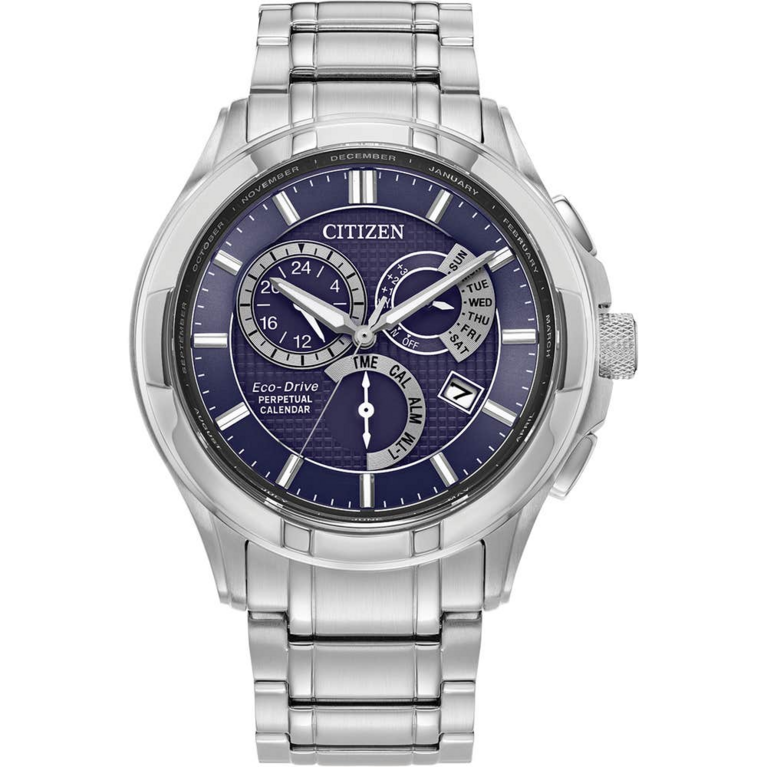 Citizen Eco-Drive Classic 8700 Perpetual Calendar Blue Dial Stainless Steel Mens Watch BL8160-58L