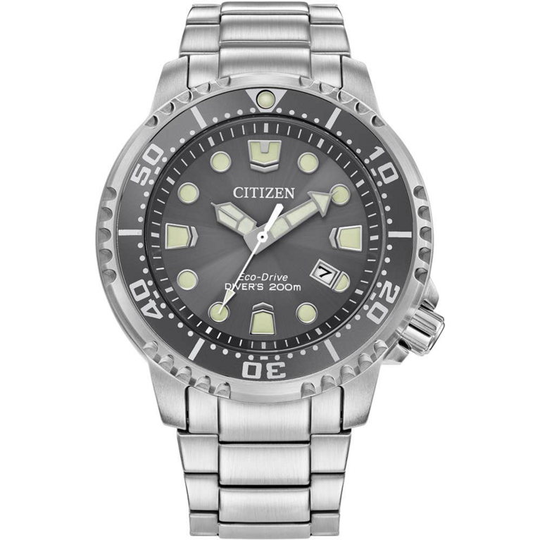 Citizen Eco-Drive Promaster Diver Grey Dial Stainless Steel Mens Watch BN0167-50H