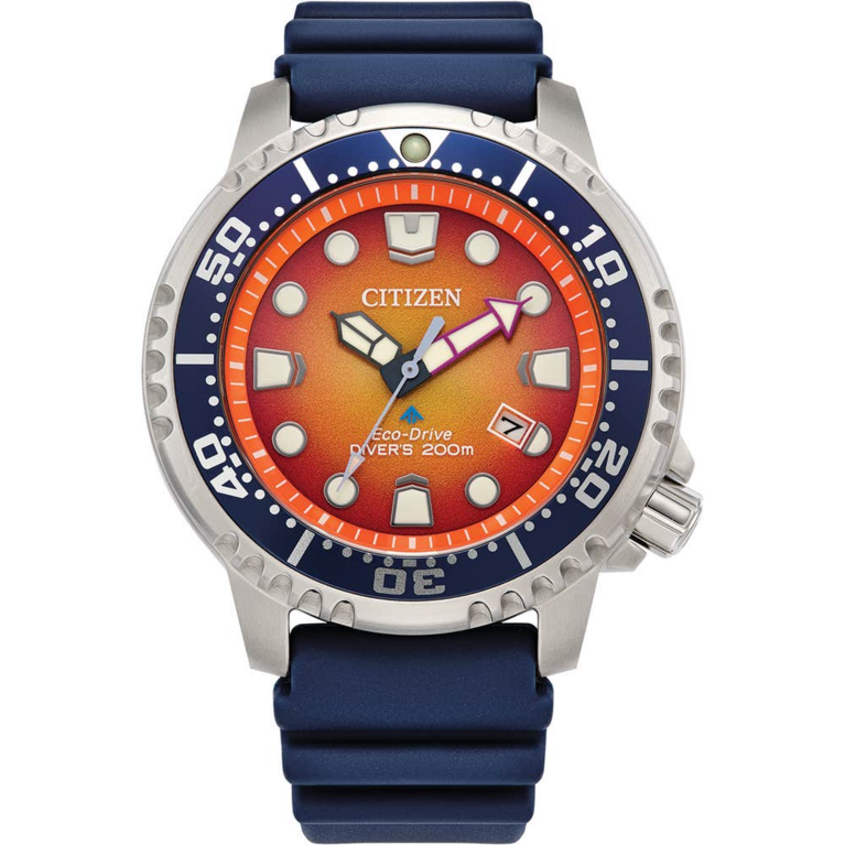 Citizen Eco-Drive Promaster Diver Orange Dial Stainless Steel Mens Watch BN0169-03X