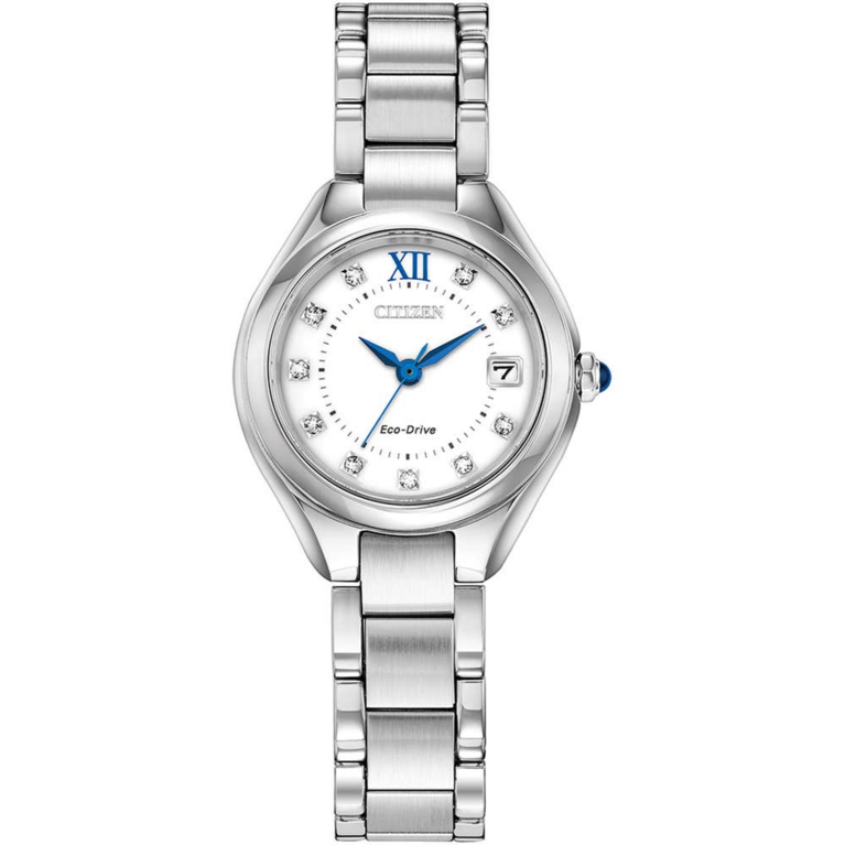 Citizen Eco-Drive Silhouette Crystal White Dial Stainless Steel Womens Watch EW2540-83A