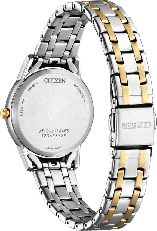 Citizen Eco-Drive Silhouette Crystal White Dial Two Tone Womens Watch FE1246-85A
