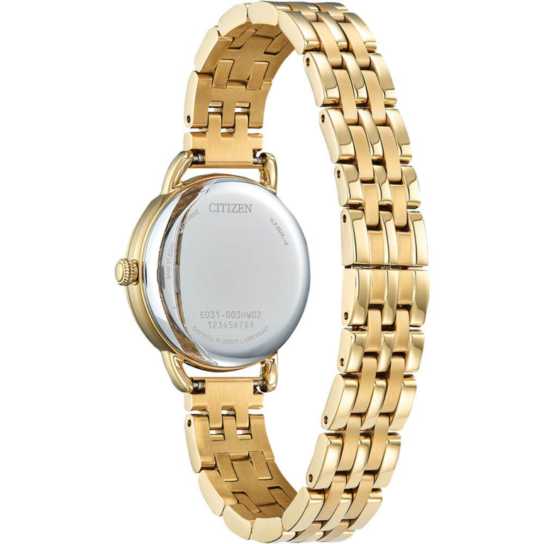 Citizen Eco-Drive White Dial Gold Plated Womens Watch EM1052-51A