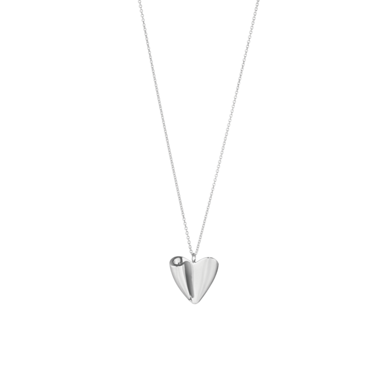 Georg Jensen 2024 HEART Folded Heart Sterling Silver Pendant Necklace 20001526