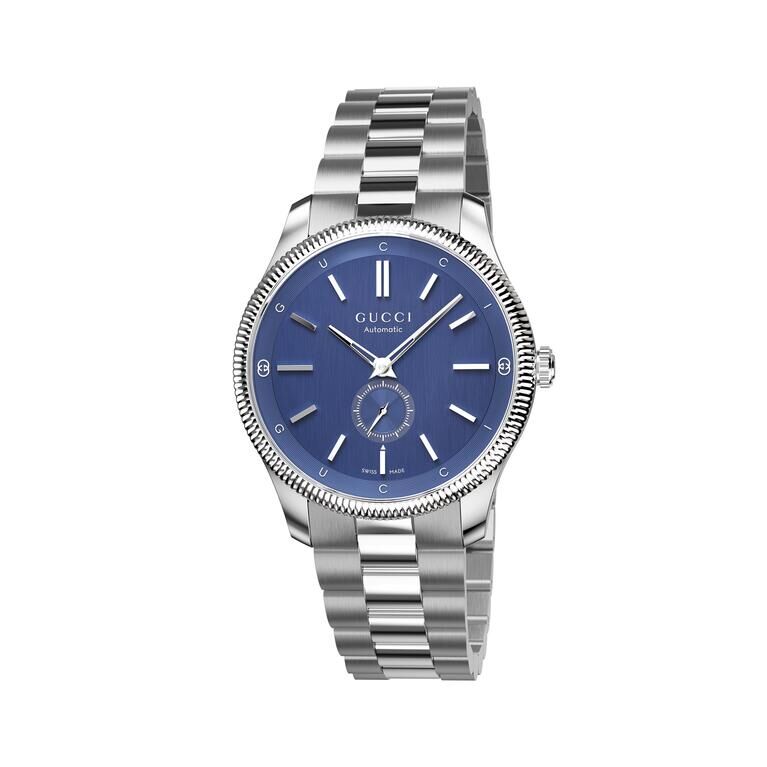 Gucci G-Timeless Slim Blue Dial Stainless Steel Mens Automatic Watch YA126389