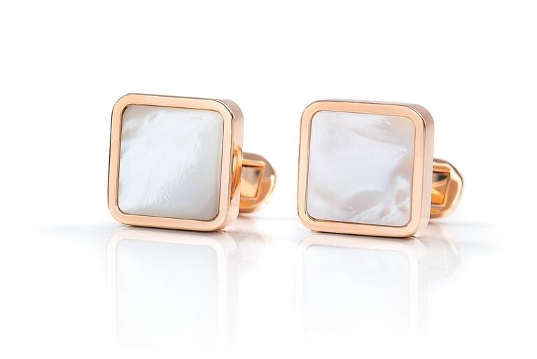 LEANSCHI Rose Gold-Plated Sterling Silver & Mother of Pearl T-Bar Cufflinks