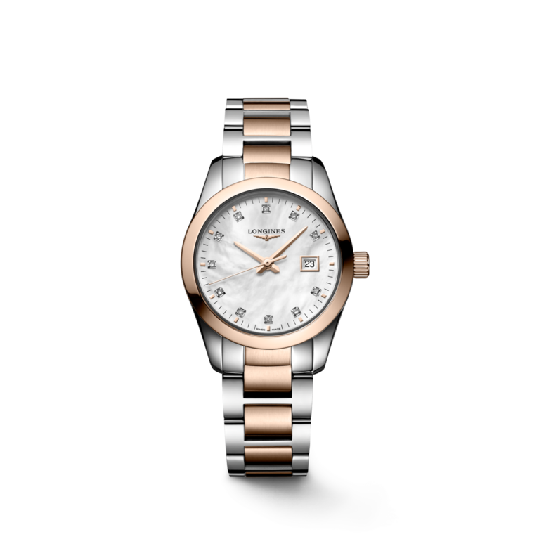 Longines Conquest Classic Mother of Pearl Diamond Set Dial Two Tone Womens Quartz Watch L22863877