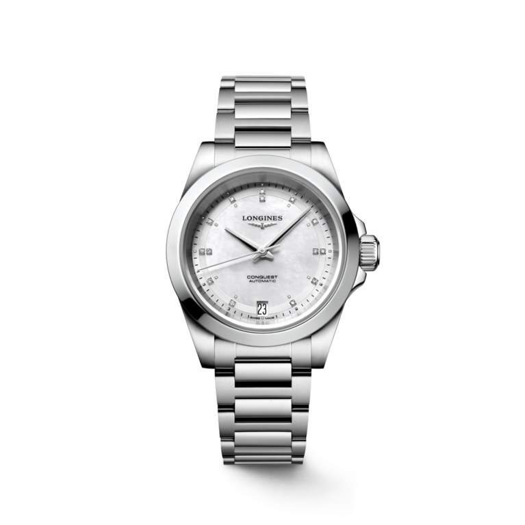 Longines Conquest 2023 Mother of Pearl Diamond Set Dial Stainless Steel Womens Watch L34304876