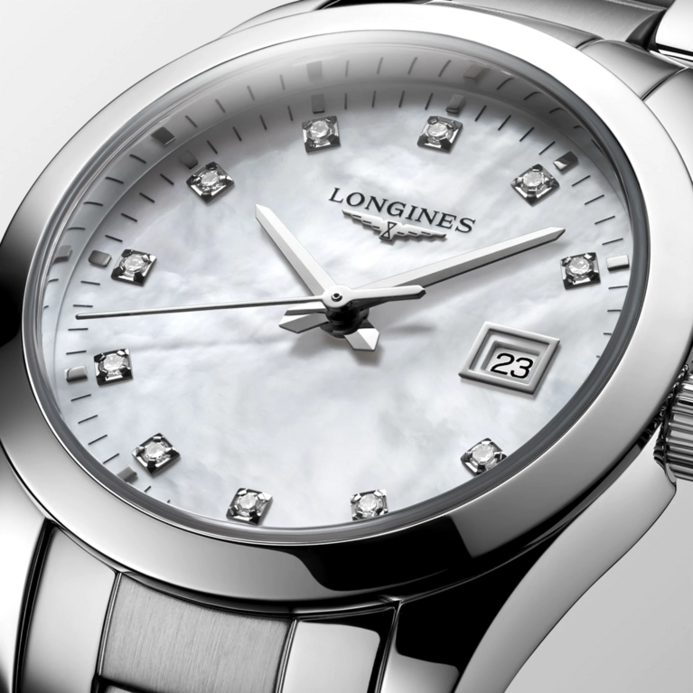 Longines Conquest Classic Mother of Pearl Diamond Set Dial Stainless Steel Womens Quartz Watch L22864876