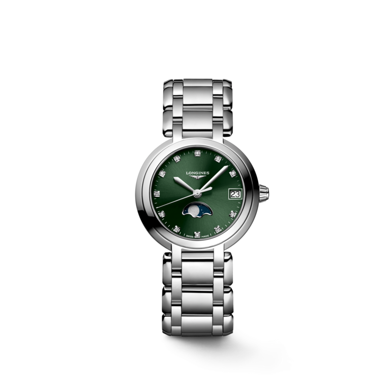 Longines PrimaLuna Green Diamond Set Dial Stainless Steel Womens Quartz Watch L81154676
