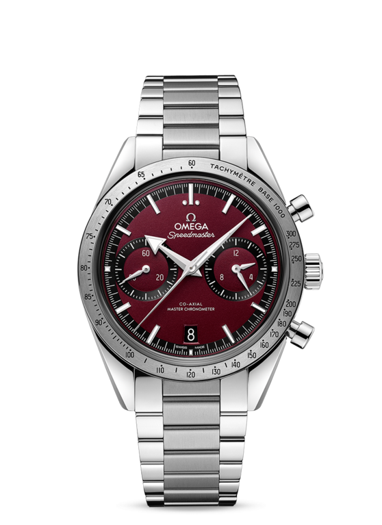 Omega Speedmaster '57 Burgundy Dial Co‑Axial Master Chronometer Stainless Steel Mens Chronograph Watch 33210415111001