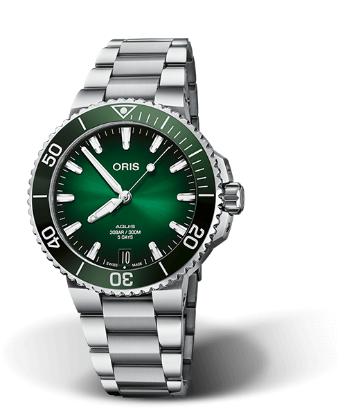 Oris Aquis Date Calibre 400 Green Dial Stainless Steel Mens 41.5mm Watch
