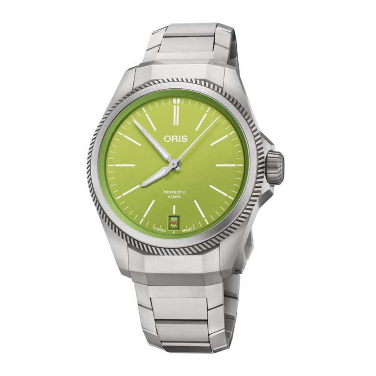 Oris ProPilot X Kermit Edition Calibre 400 Green Dial Titanium Mens Watch