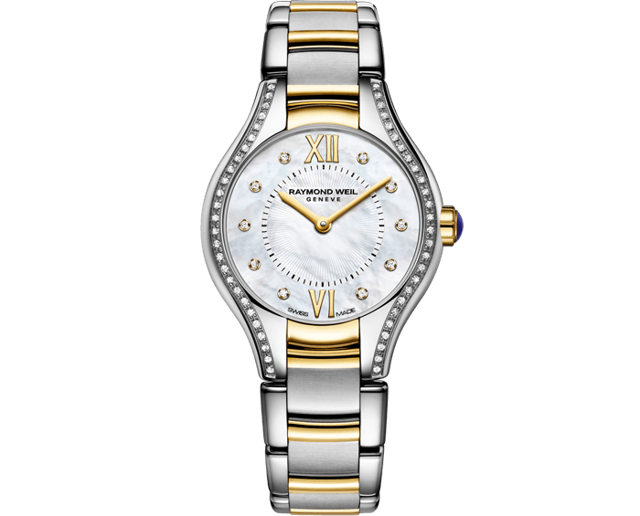 Raymond Weil Noemia Mother of Pearl Diamond Set Two Tone Womens Quartz Watch 24mm 5124-SPS-00985