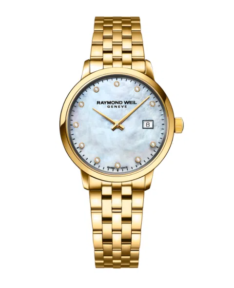 Raymond Weil Toccata Mother of Pearl Diamond Set Dial PVD Gold Plated Womens Quartz Watch 29mm 5985 P 97081 Raymond Weil Ladies Watches TB Mitchell