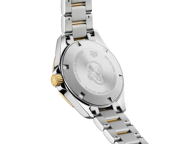 TAG Heuer Aquaracer Mother of Pearl Diamond Set Dial Two Tone Womens Quartz 32mm Watch WBD1322.BB0320