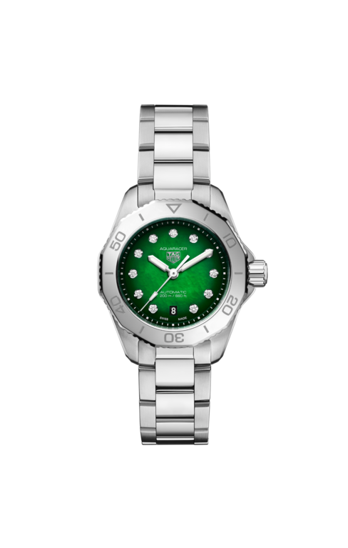 TAG Heuer Aquaracer Professional 200 Green Diamond Set Dial Stainless Steel Womens Watch WBP2415.BA0622