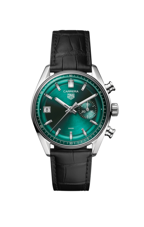 TAG Heuer Carrera DATO Teal Green Dial Stainless Steel Mens Chronograph Watch CBS2211.FC6545