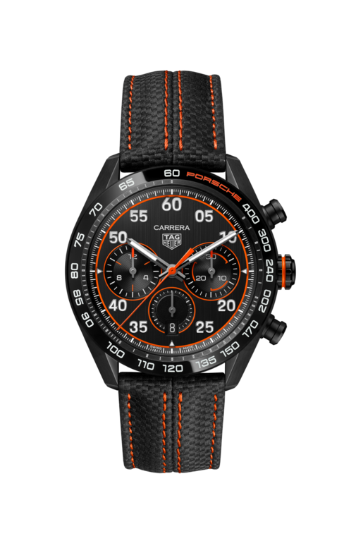 TAG Heuer Carrera X Porsche Orange Racing Calibre HEUER 02 Automatic Black DLC Stainless Steel Special Edition Mens Chronograph Watch