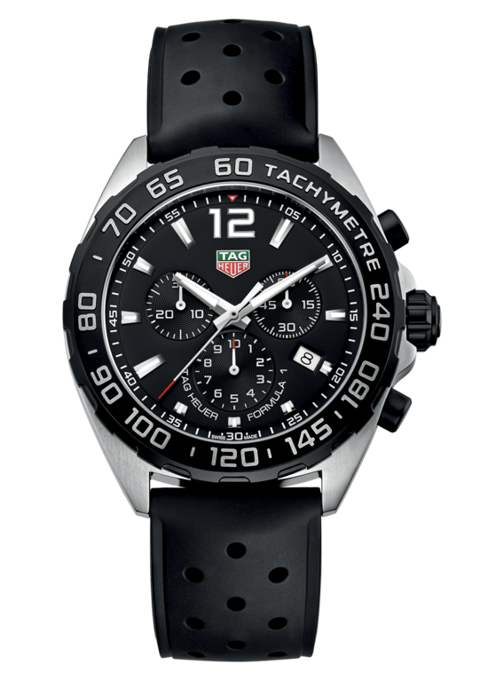 TAG Heuer Formula 1 Black Dial Chronograph Stainless Steel Rubber Strap Mens Quartz Watch CAZ1010.FT8024