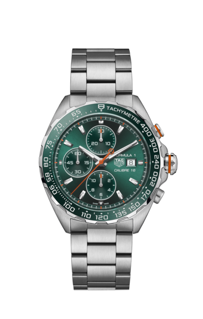 TAG Heuer Formula 1 Calibre 16 Automatic Green Dial Stainless Steel Mens Chronograph Watch CAZ201H.BA0876